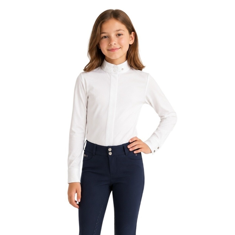 Kaki Wom Girls' Long Sleeve Mock Neck Hidden Button Down Shirt Bodysuit Sz 4 NWT